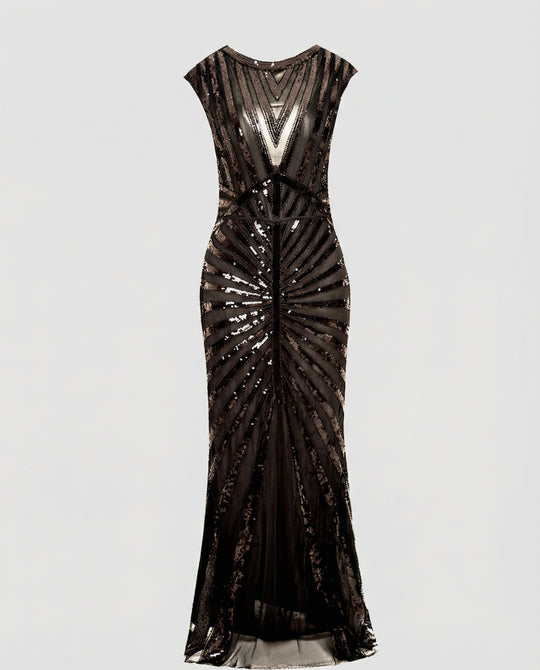 Elegantes Langes Abendkleid mit Paillettenmuster für Festliche Anlässe | EB