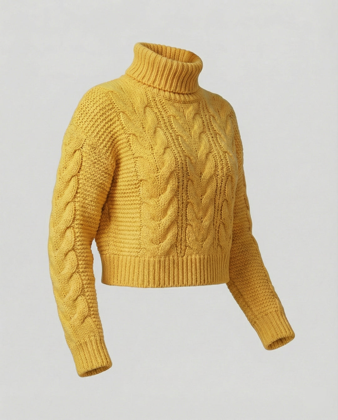Damen oversized Strickpullover mit hohem Kragen und modischem Zopfmuster EB