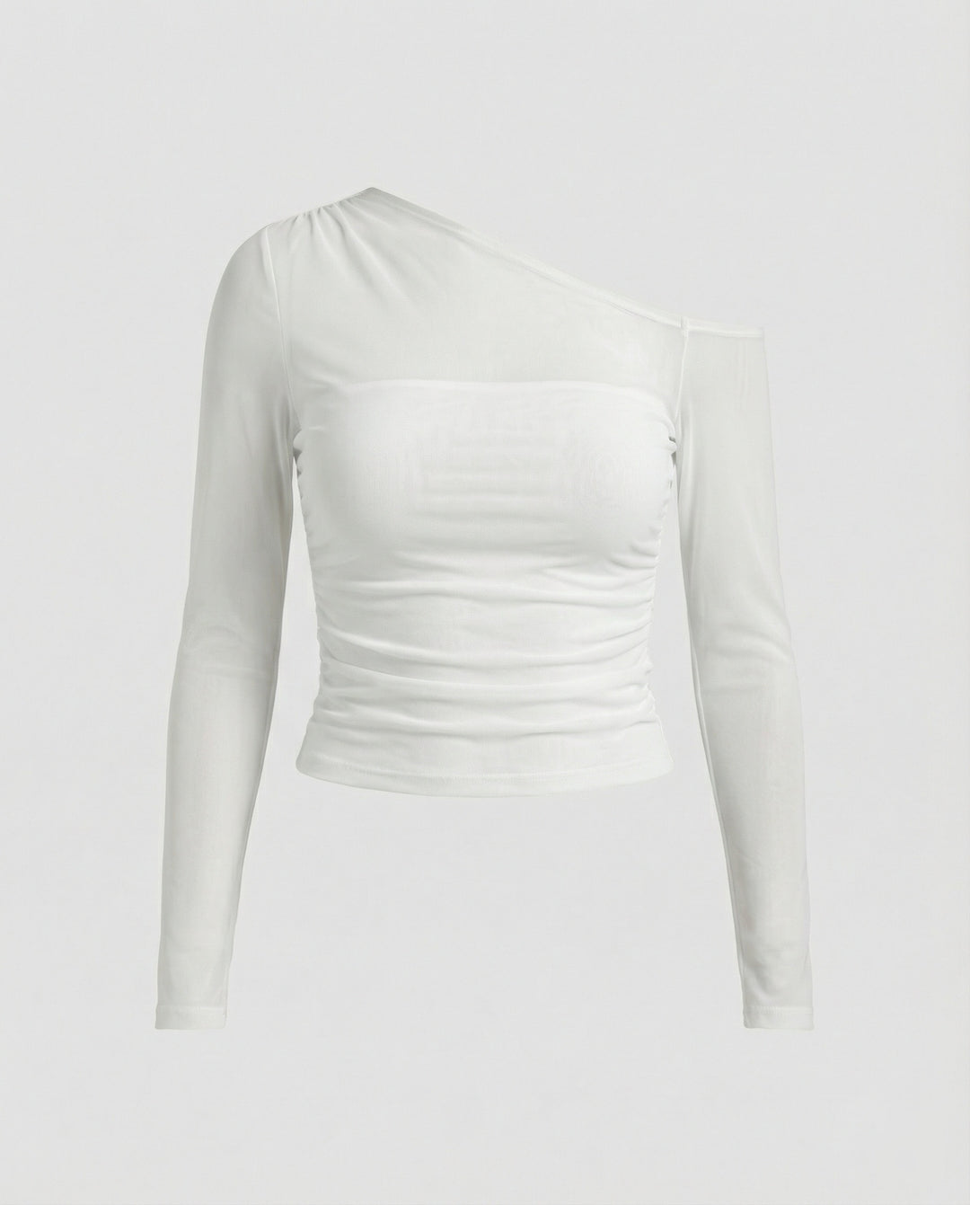 Damen Elegantes asymmetrisches Oberteil mit schulterfreiem Design und Raffung EB