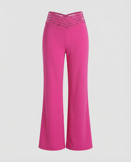 Damen Weit geschnittene Palazzo-Hose mit trendigen Cut-Outs EB