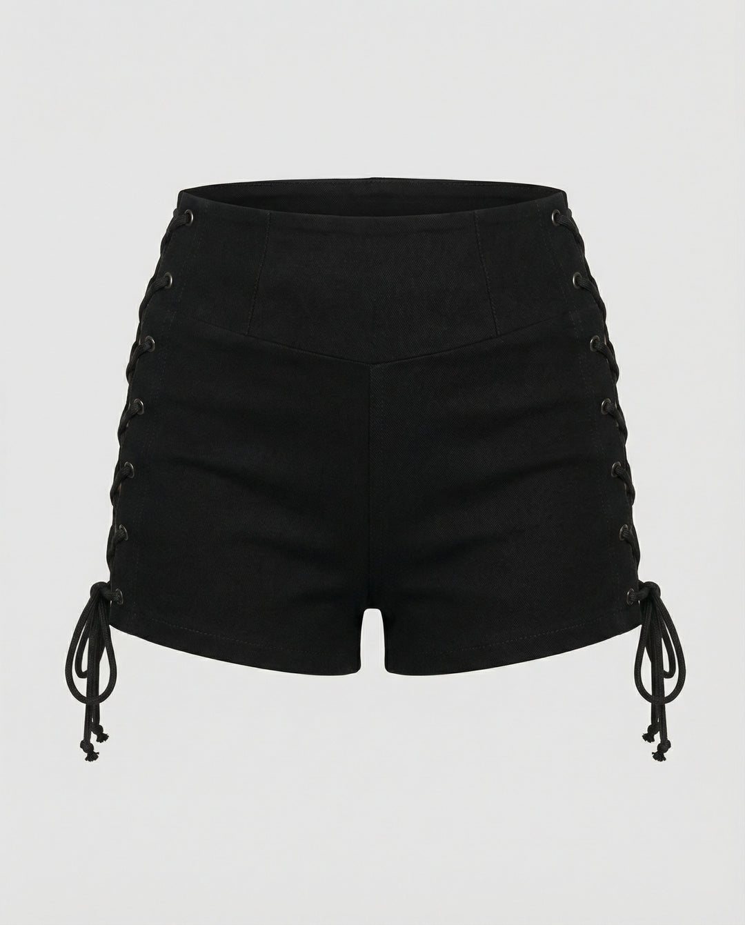 Damen Hohe Taillen Shorts mit Schnürdetails und elastischem Bund EB