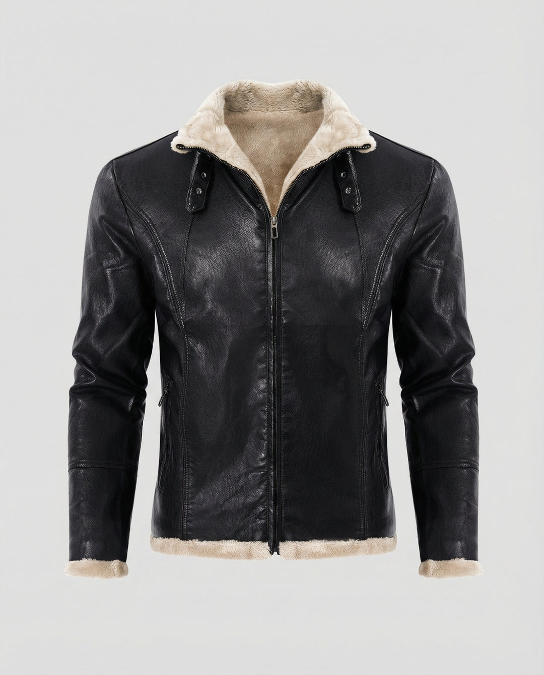 Herren Kunstlederjacke mit warmem Innenfutter