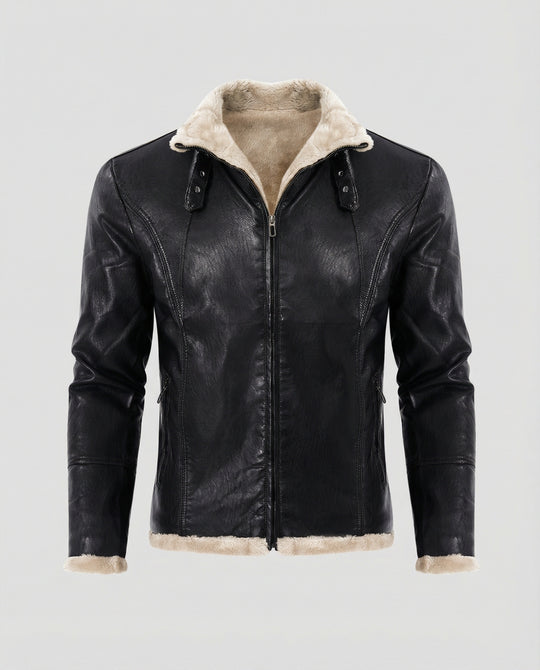 Herren Kunstlederjacke mit warmem Innenfutter