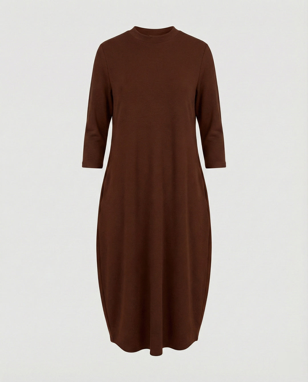 EB | Einfarbiges Kleid mit Rundhalsausschnitt und Tasche