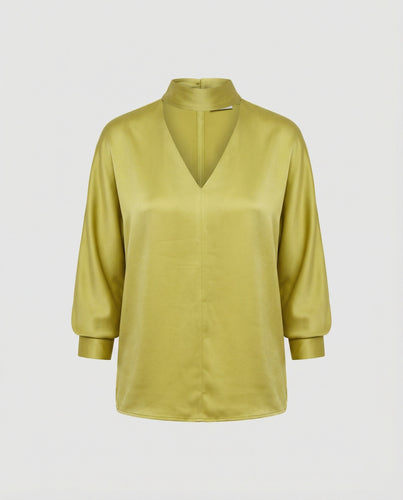 Damen Satinbluse elegant mit Stehkragen