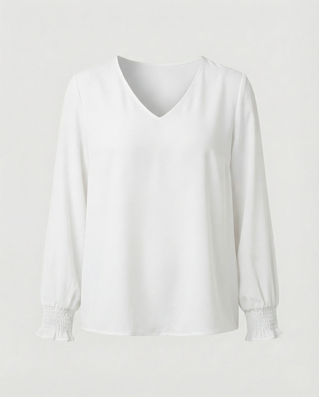Damen elegante Bluse mit tiefem V-Ausschnitt und voluminösen Ärmeln EB