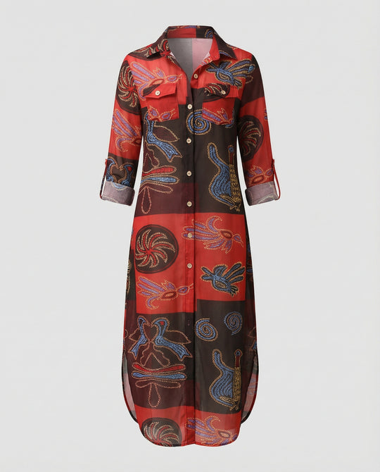 Freizeitkleid Damen Hemdblusenkleid Schlitz