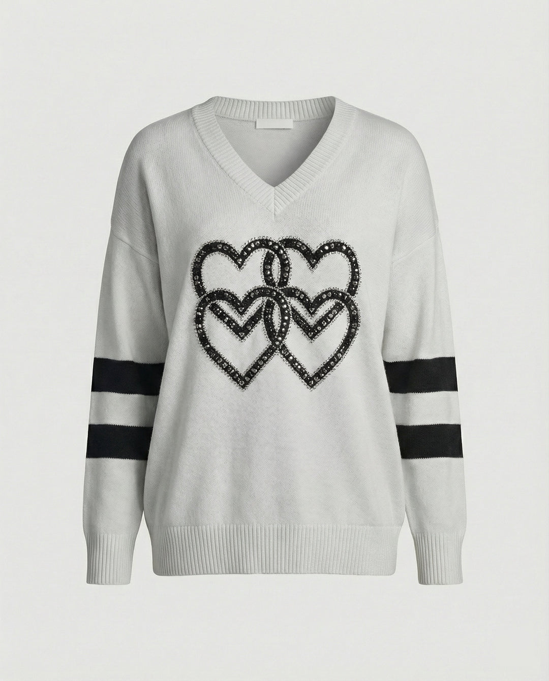 EB | Damenpullover mit Herzmuster & V-Ausschnitt