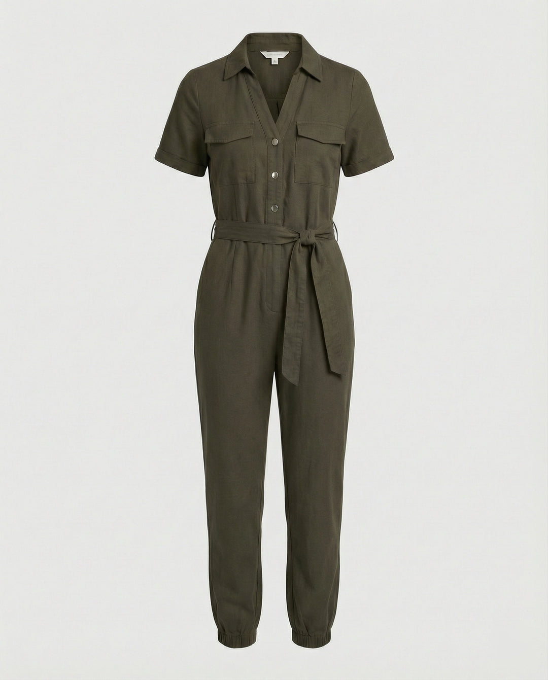 Damen lässiger Jumpsuit mit tailliertem Schnitt und durchgehender Knopfleiste EB
