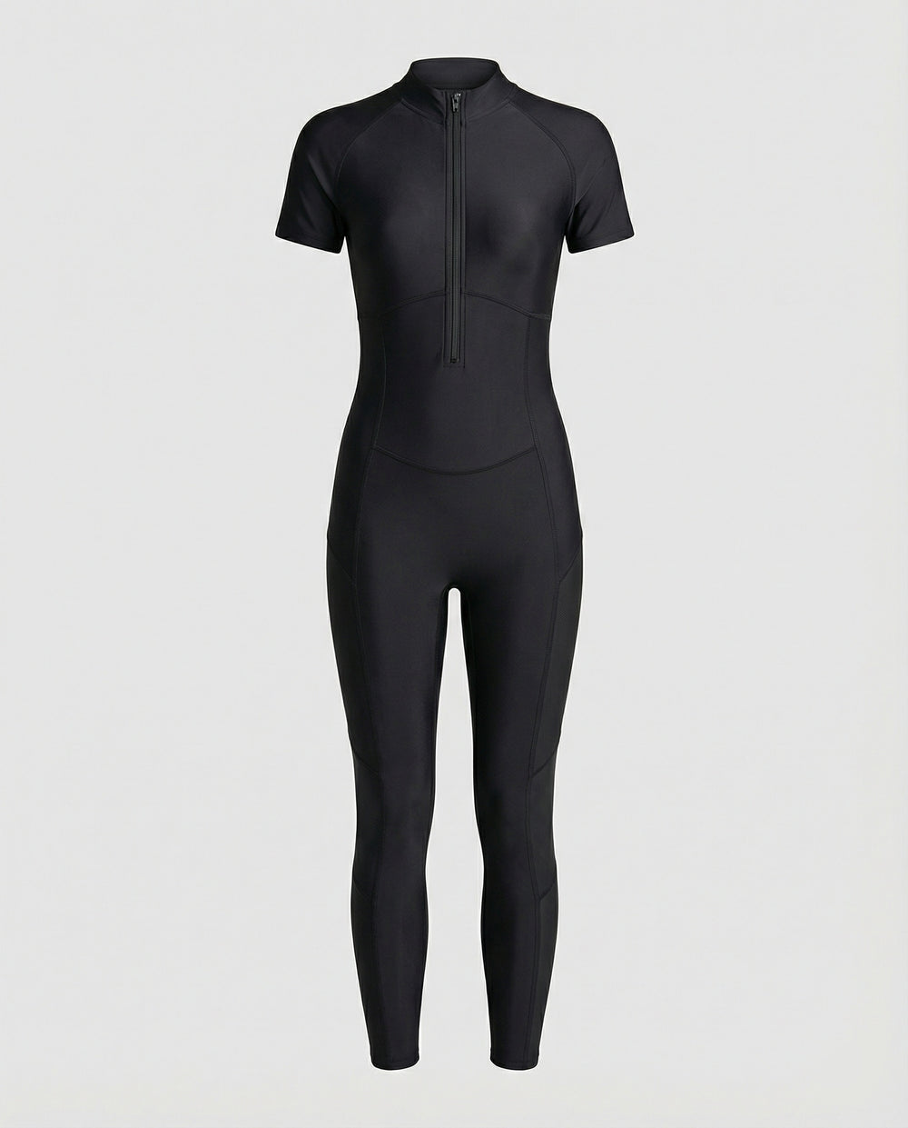 EB | Damen Pu Halb-Reißverschluss Peach Booty Jumpsuit