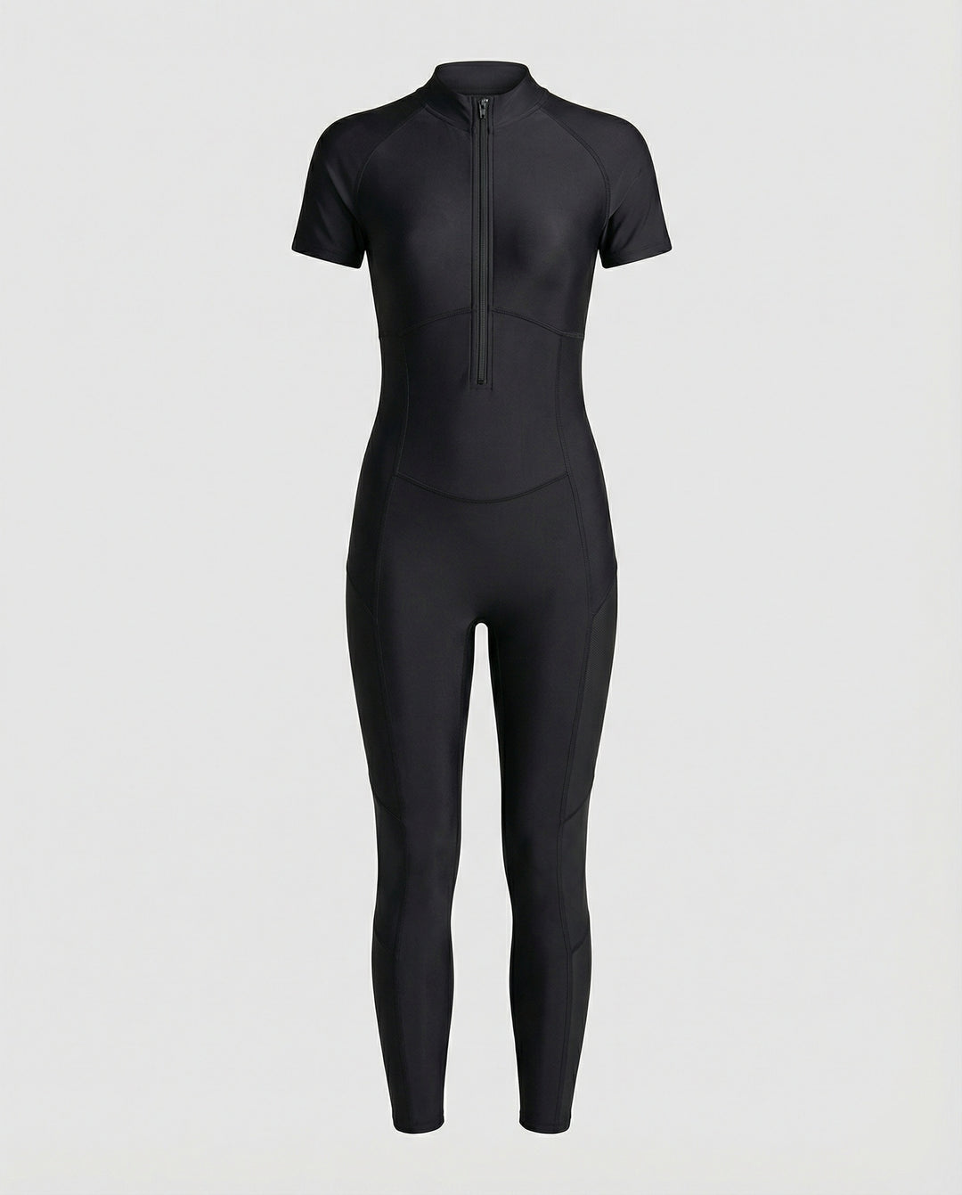 EB | Damen Pu Halb-Reißverschluss Peach Booty Jumpsuit