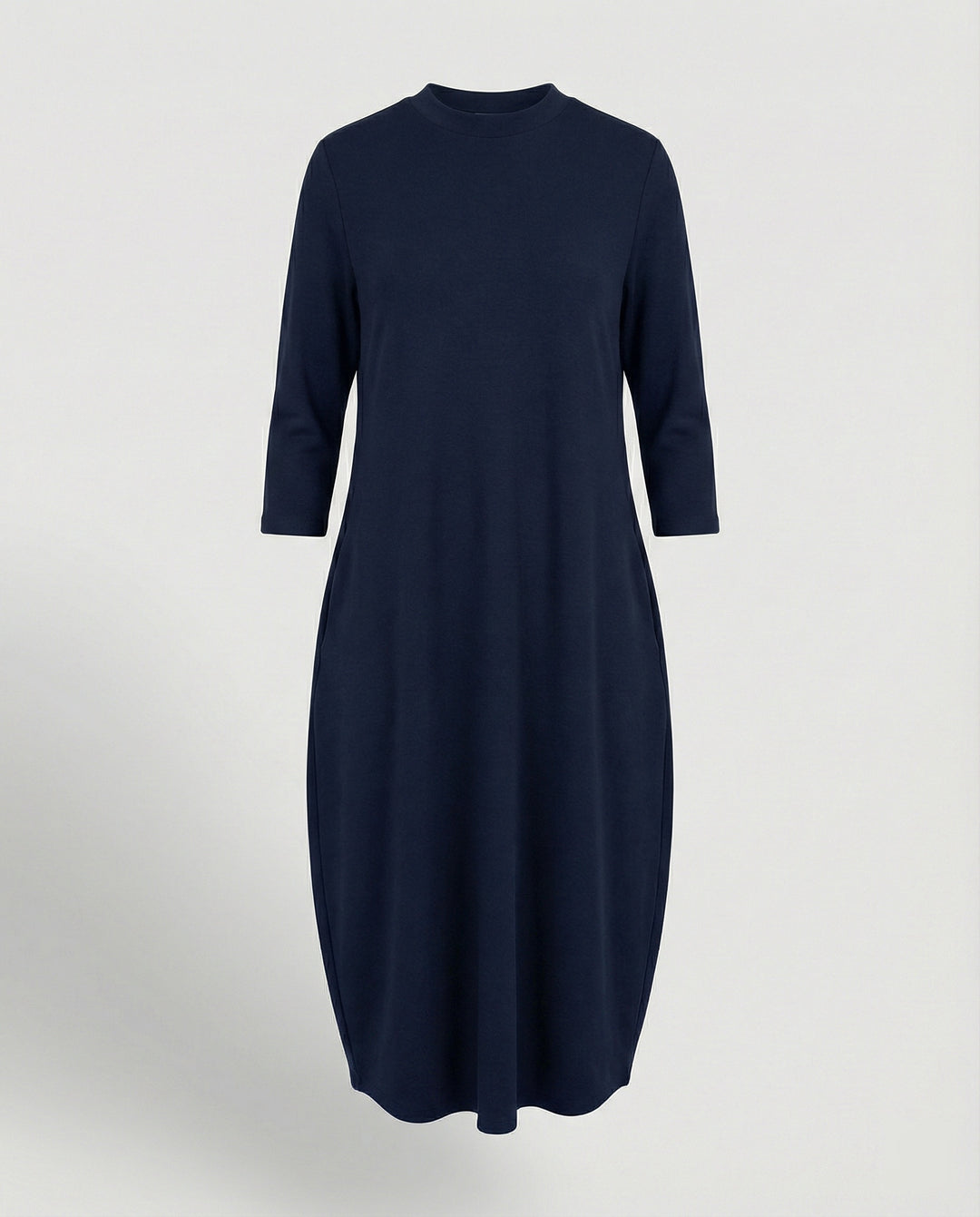 EB | Einfarbiges Kleid mit Rundhalsausschnitt und Tasche