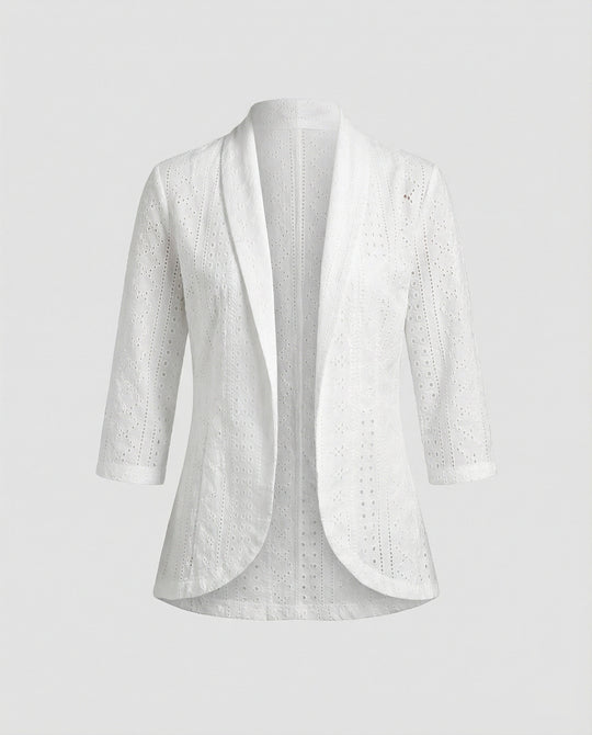 Damen Elegante Blazerjacke mit Lochmuster und tailliertem Schnitt EB