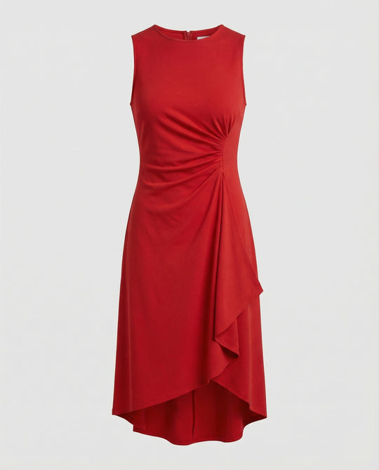 Damen ärmelloses Wickelkleid mit asymmetrischem Saum und Raffungen EB