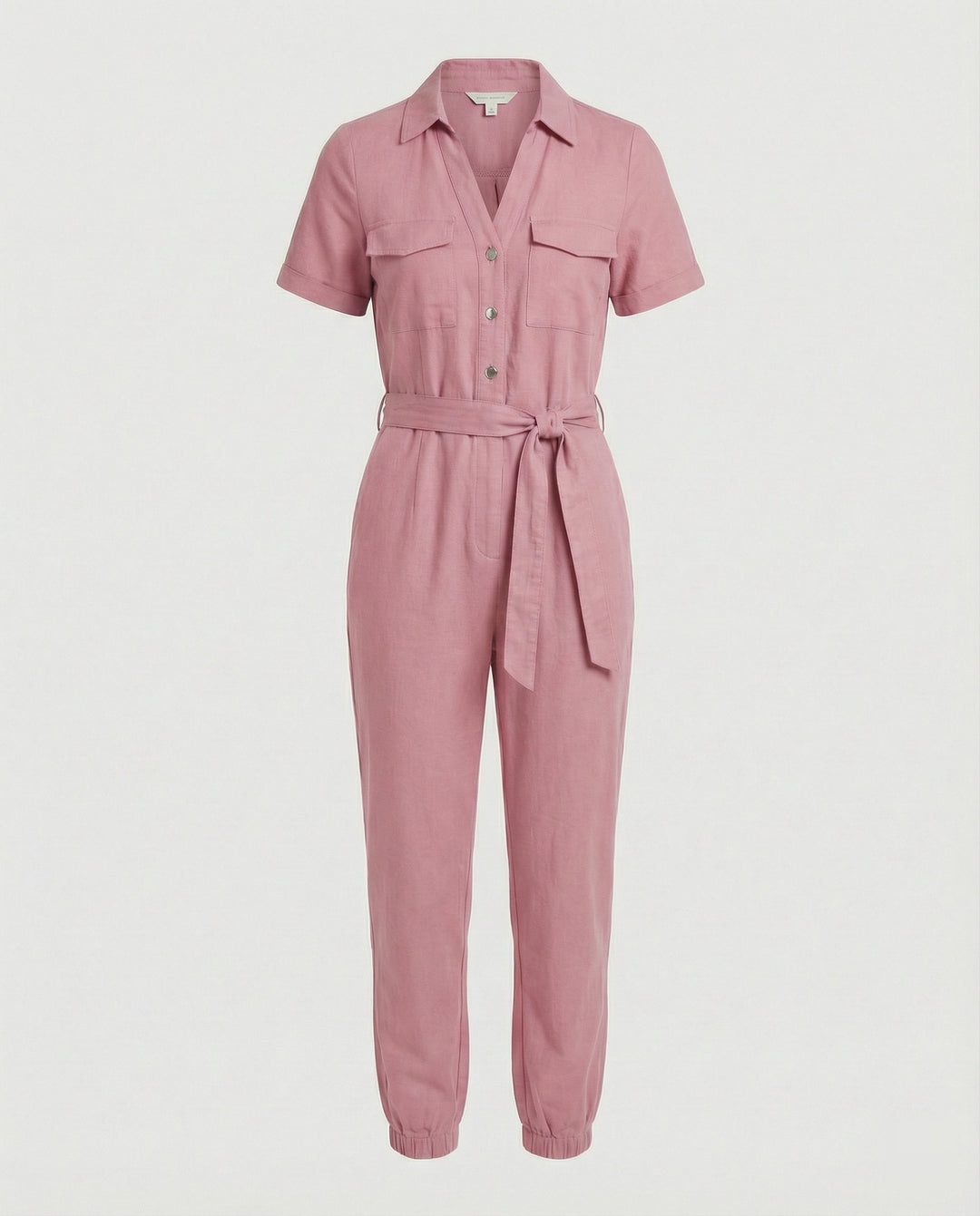 Damen lässiger Jumpsuit mit tailliertem Schnitt und durchgehender Knopfleiste EB