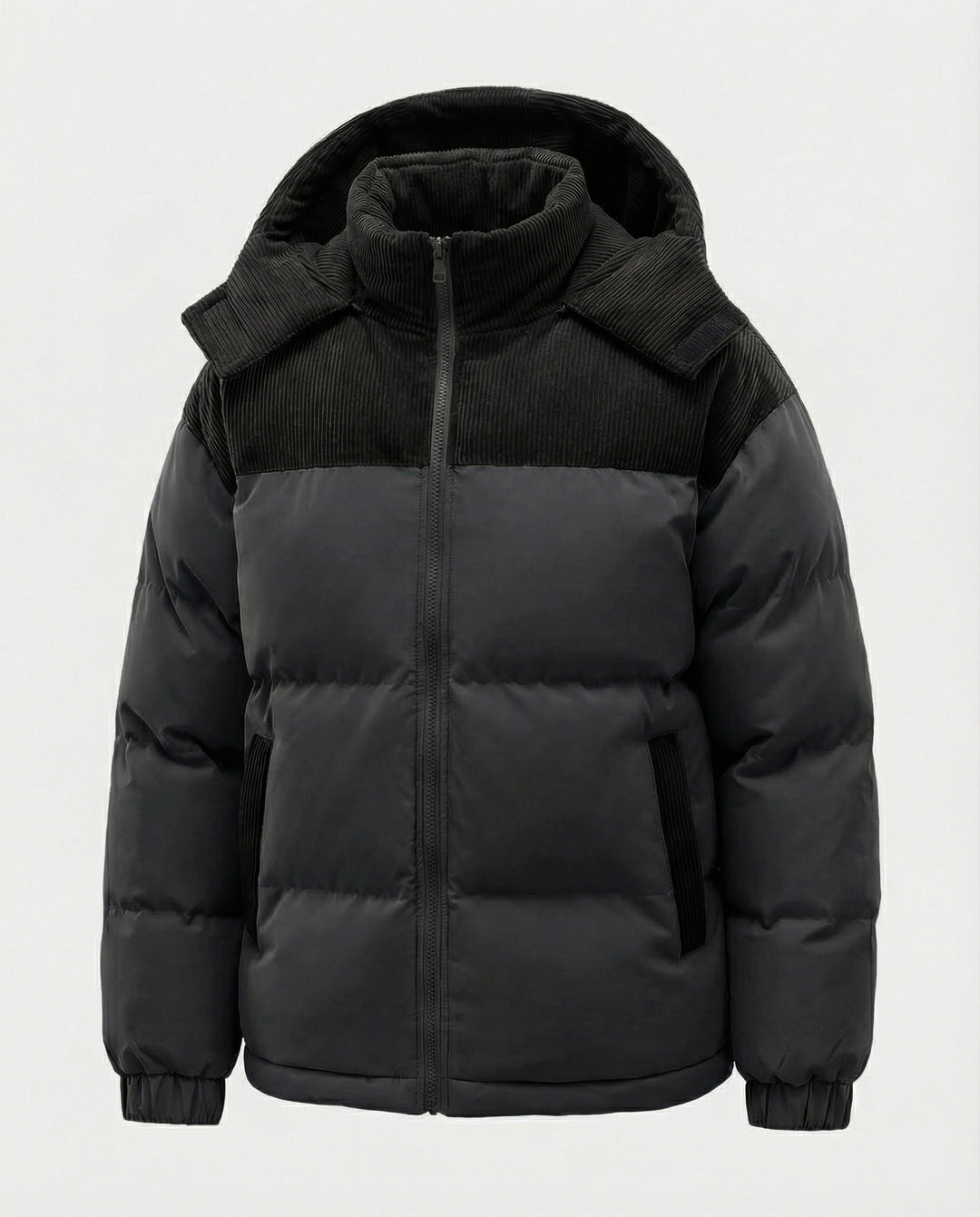 EB | Casuale Kapuzenjacke mit Puffern und Farbblockdesign