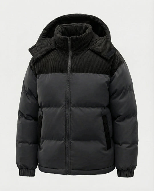 EB | Casuale Kapuzenjacke mit Puffern und Farbblockdesign