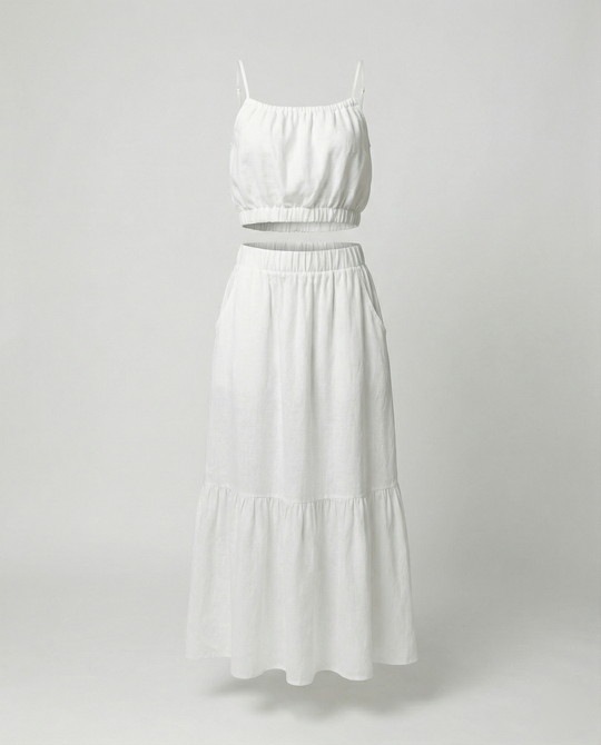 Damen Sommerliches Zweiteiler-Kleid mit fließendem Schnitt und praktischen Taschen EB