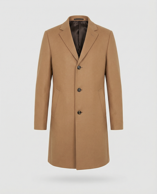 Herren eleganter Wollmantel mit klassischem Revers und praktischen Taschen EB