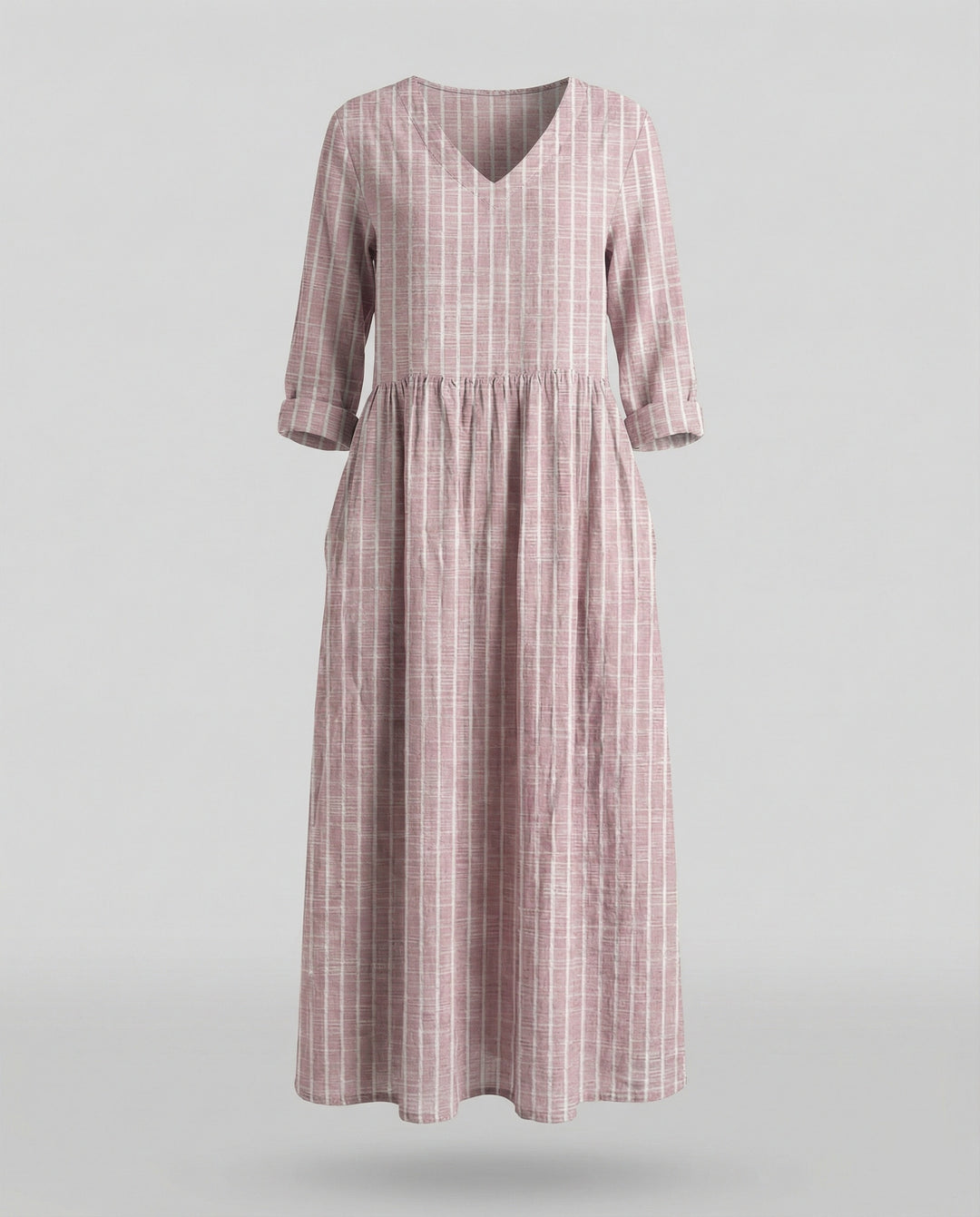 Damen Boho Maxikleid Sommer Leinenoptik