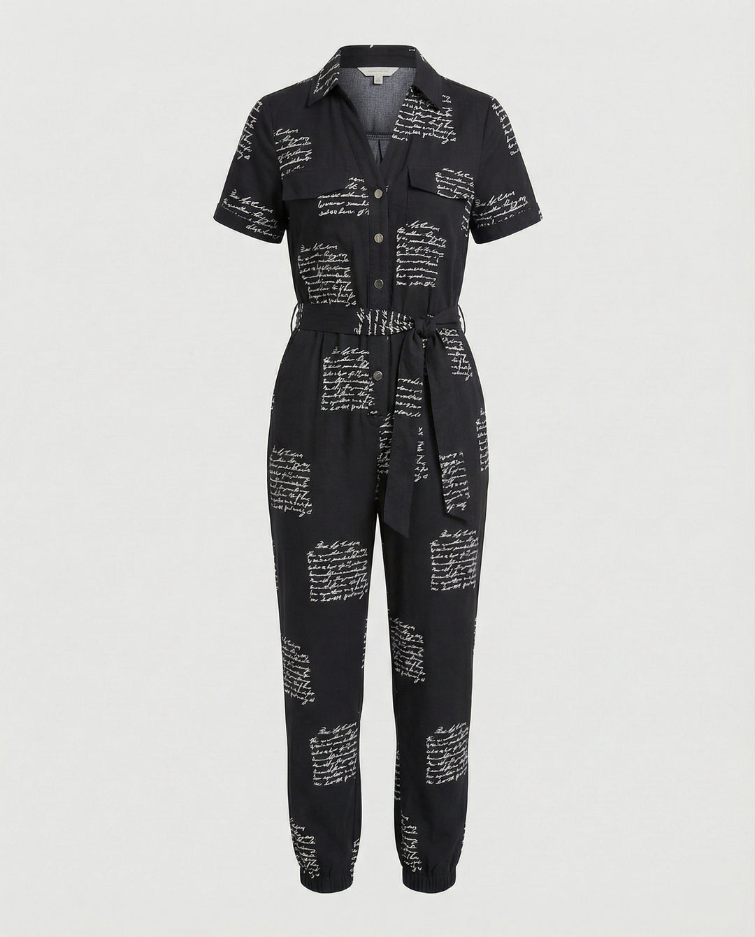 Damen lässiger Jumpsuit mit tailliertem Schnitt und durchgehender Knopfleiste EB