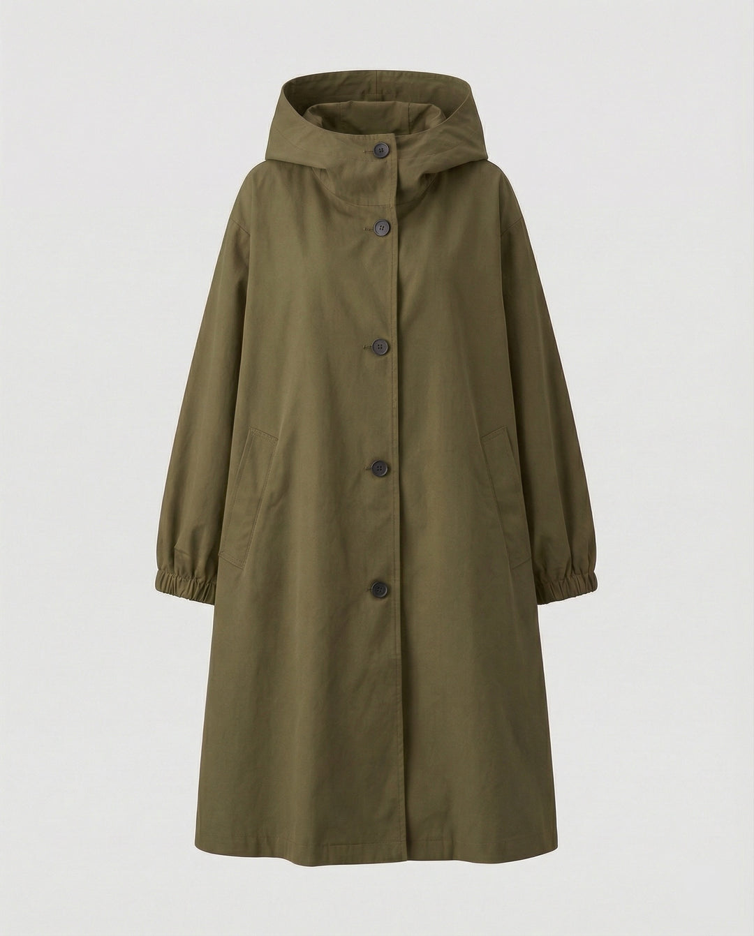 EB | stilvolle lange Damenjacke mit Kapuze