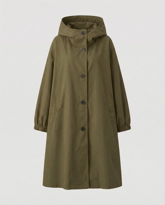 EB | stilvolle lange Damenjacke mit Kapuze