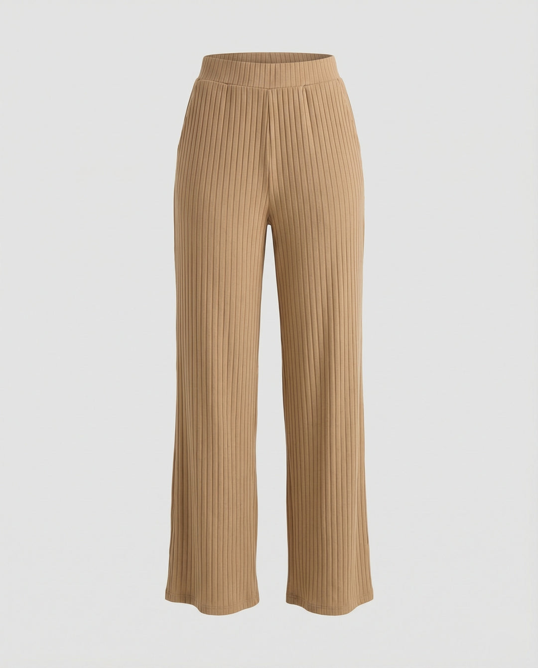 Damen elegante weit geschnittene Sommerhose mit feiner Rippstruktur EB