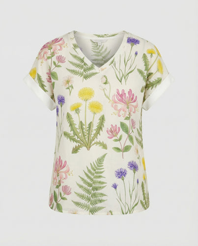 V-Ausschnitt Bluse Leinenoptik Damen