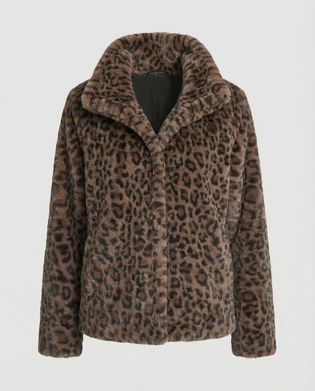 EB | Mantel - Kunstpelz - Oversized Fit - Reverskragen - Leopardenprint