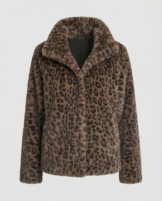 EB | Mantel - Kunstpelz - Oversized Fit - Reverskragen - Leopardenprint