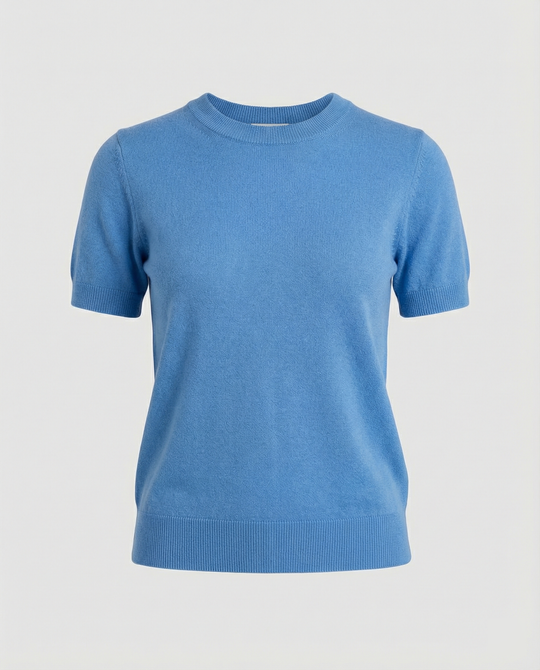 Damen Feinstrickpullover mit Kurzarmiger Silhouette und Weich Fließendem Material EB