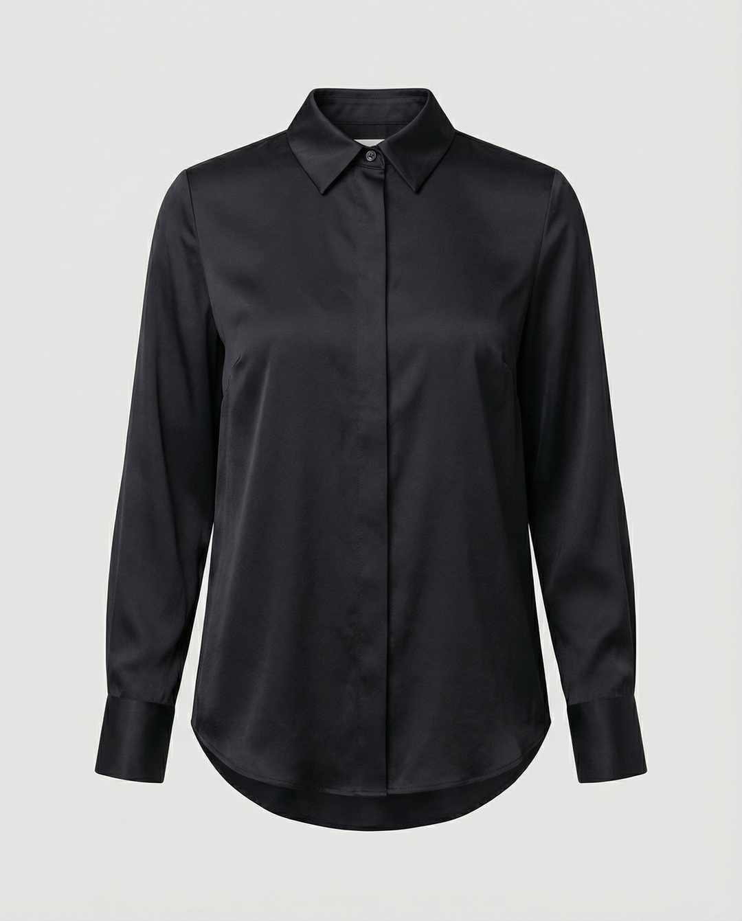 Damen elegante Satinbluse mit klassischem Kragen und zeitlosem Schnitt EB
