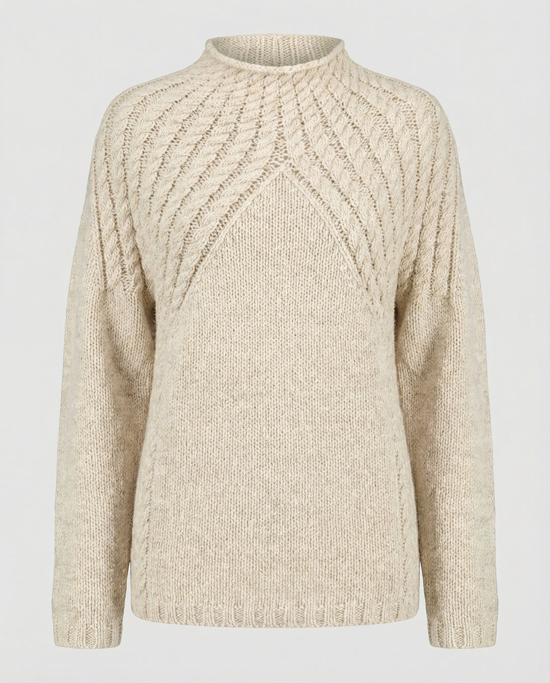 Damen Wolle Rippstrickpullover mit Hoher Kragen & Lässiger Stil | EB