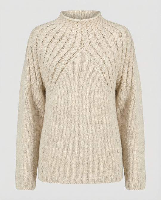 Damen Wolle Rippstrickpullover mit Hoher Kragen & Lässiger Stil | EB