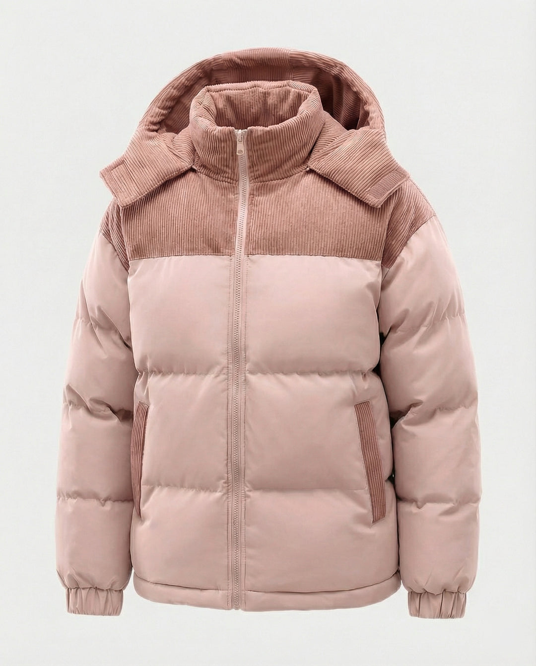 EB | Casuale Kapuzenjacke mit Puffern und Farbblockdesign