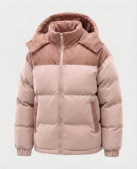 EB | Casuale Kapuzenjacke mit Puffern und Farbblockdesign