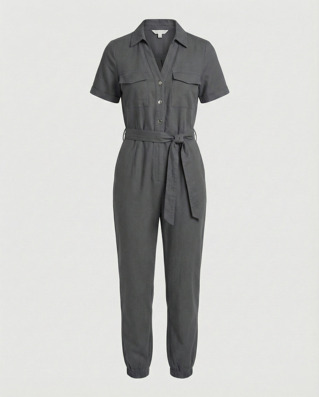 Damen lässiger Jumpsuit mit tailliertem Schnitt und durchgehender Knopfleiste EB