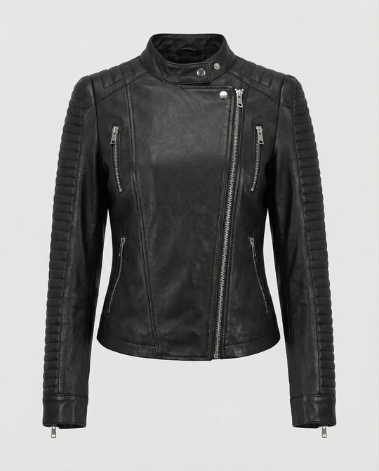 EB | Damen Lederjacke Stilvoll Zeitlos