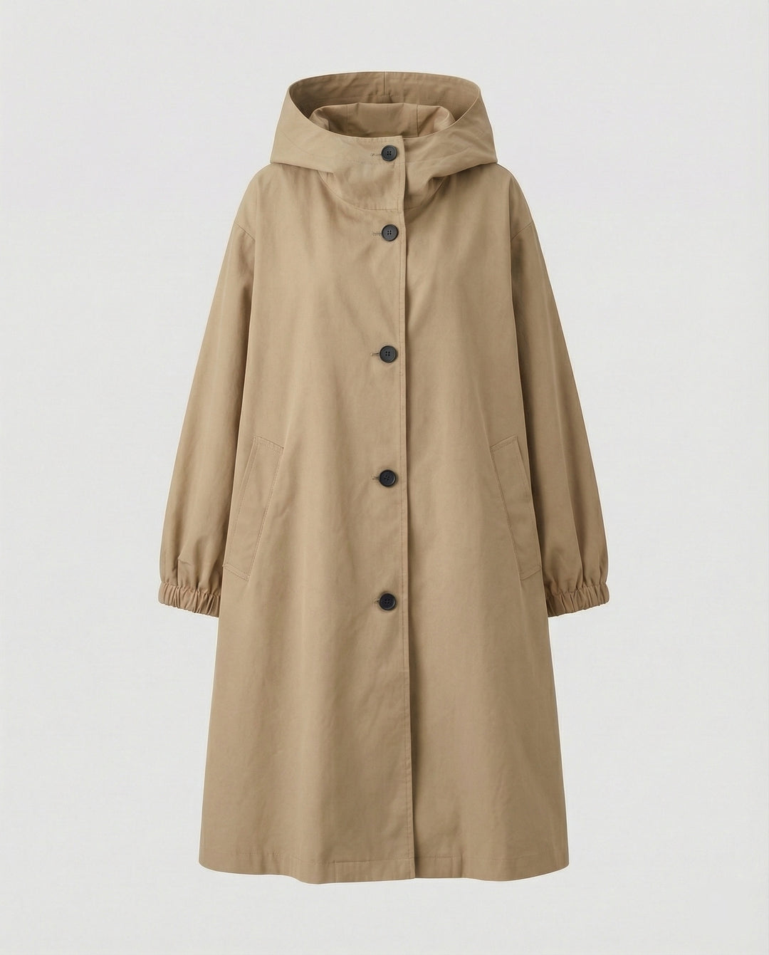 EB | stilvolle lange Damenjacke mit Kapuze