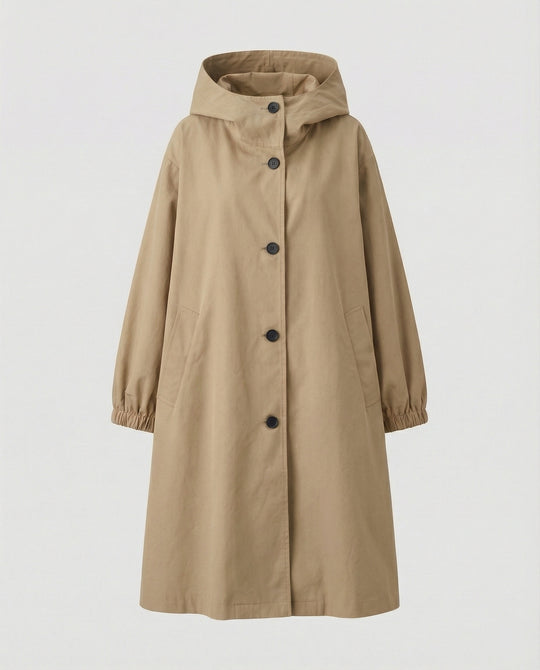 EB | stilvolle lange Damenjacke mit Kapuze