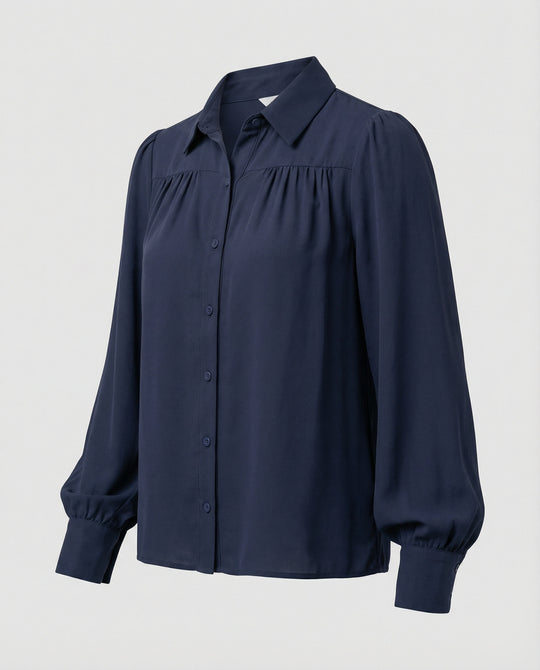 Damen Elegante Bluse mit Puffärmeln und Knopfdetails EB