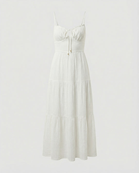 Damen Maxikleid mit verstellbaren Rüschen