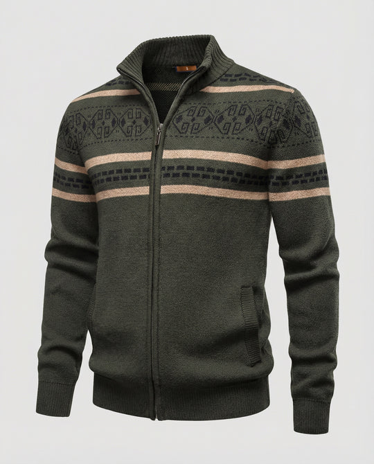 Herren Strickjacke mit modernem Zipper-Design und Muster EB