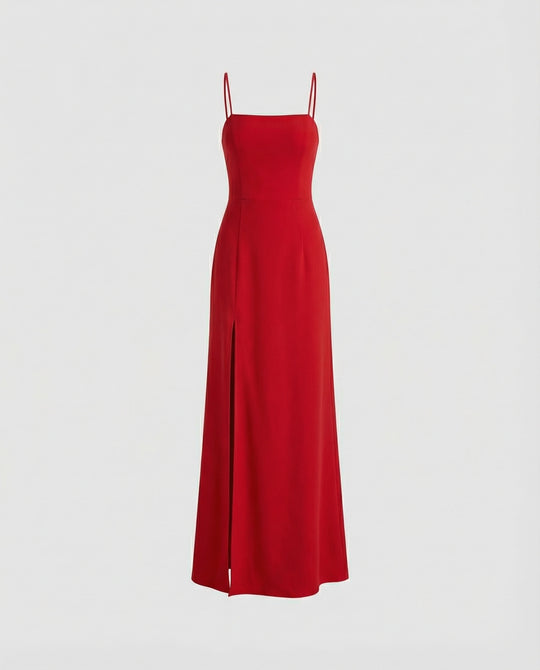 Damen Elegantes Abendkleid mit schwingendem Rock und tiefem Schlitz EB