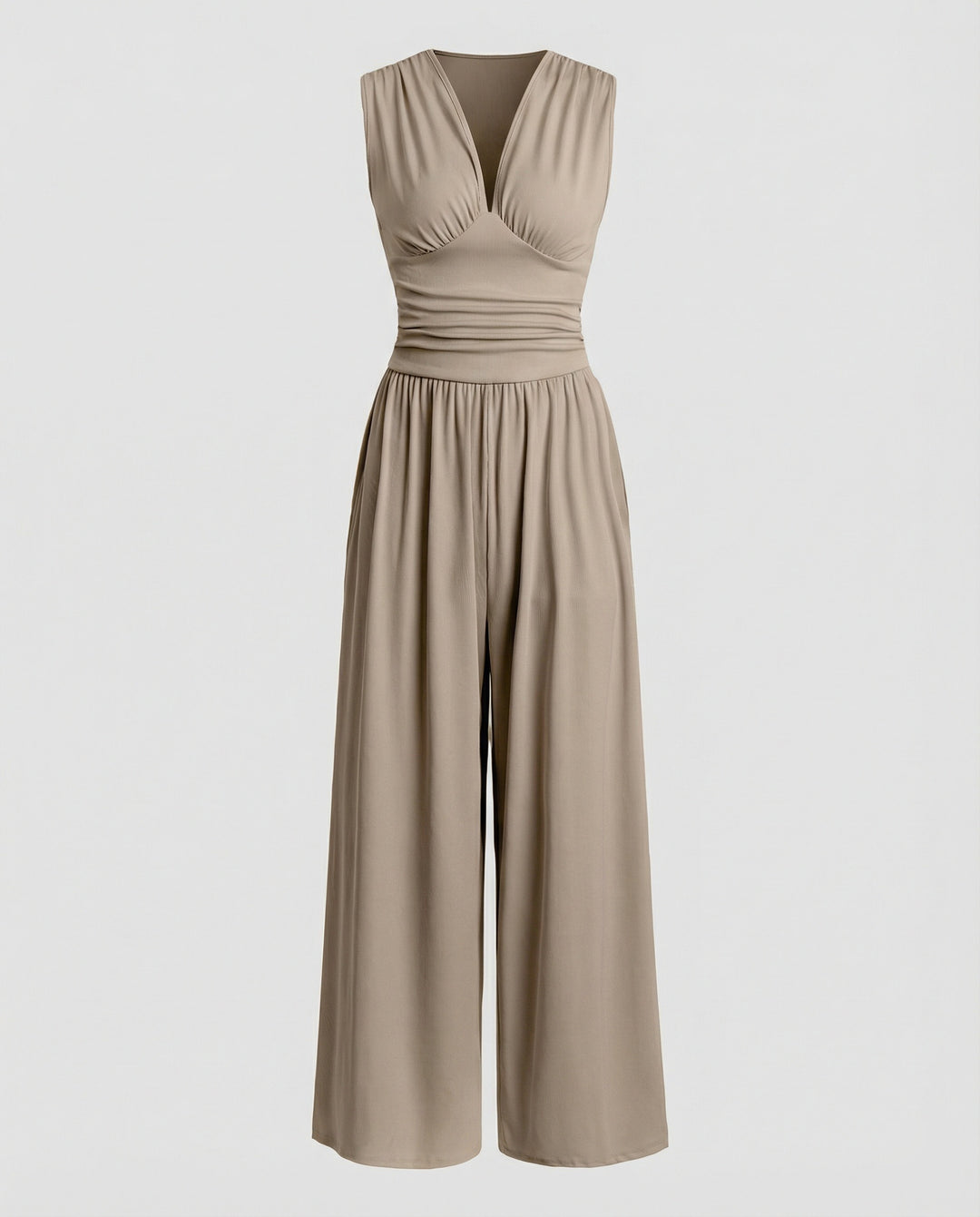 Damen Jumpsuit mit schickem V-Ausschnitt und weitem Bein EB