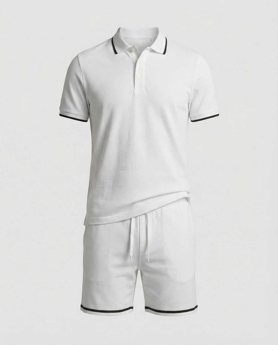 Herren Sportliches Polo- und Shorts-Set mit Kontraststreifen EB