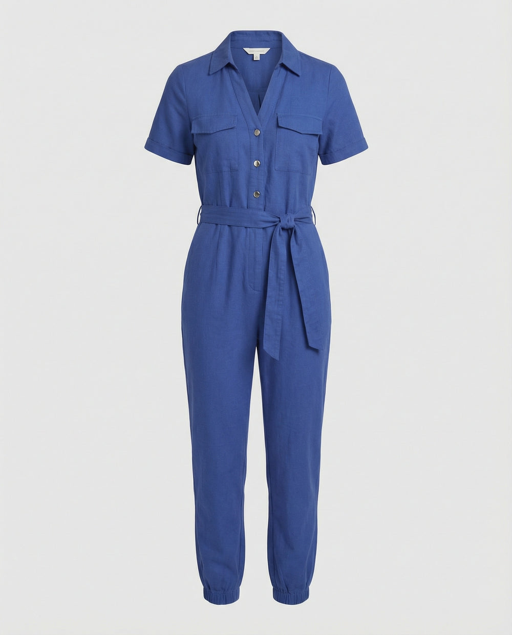 Damen lässiger Jumpsuit mit tailliertem Schnitt und durchgehender Knopfleiste EB