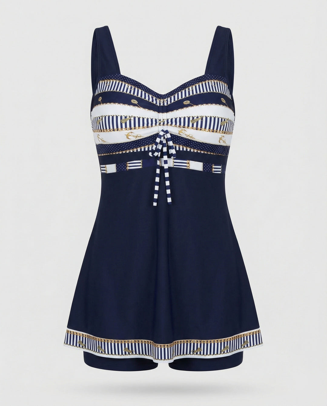 EB | Blauer, Schmaler, Leichter Patchwork-Tankini