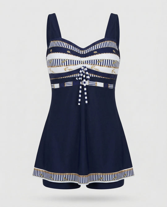 EB | Blauer, Schmaler, Leichter Patchwork-Tankini